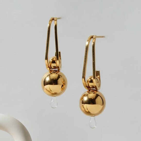 🆕 Chic Shine 18K Gold Plated Bead Drop Earrings Perfect for Every Occasion - Picture 7 of 16